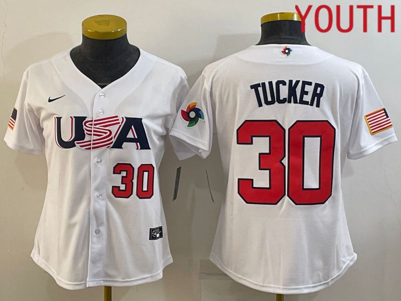 Youth 2023 World Cub USA #30 Tucker White MLB Jersey4